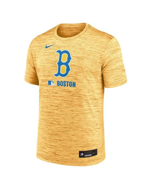 Nike Yellow Boston Red Sox 2025 City Connect Authentic Collection Velocity Performance T-shirt for men