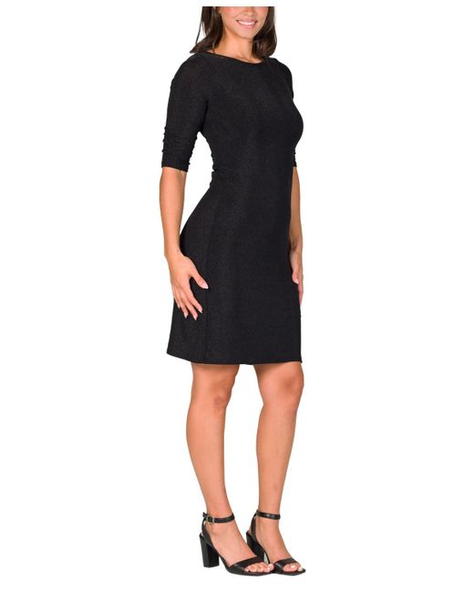 24seven Comfort Apparel Black Elbow Length Sleeve Bodycon Mini Party Dress