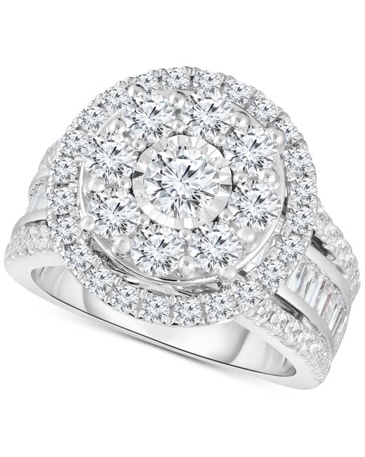 Macy's White Trumiracle Diamond Halo Cluster Engagement Ring (3 Ct. T.w.