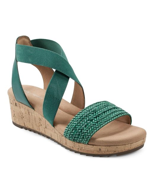Easy Spirit Green Lorena Casual Strappy Wedge Sandals