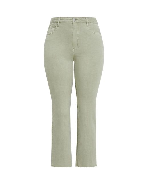 City Chic Green Plus Size Harley Fit Clover Row Straight Jean