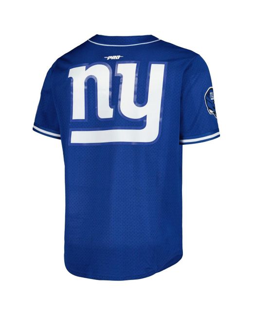 Pro Standard Blue Saquon Barkley New York Giants Mesh Baseball Button-up T-shirt for men