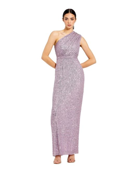 Mac Duggal Purple Embellished Sleeveless Fitted Cocktail Dress