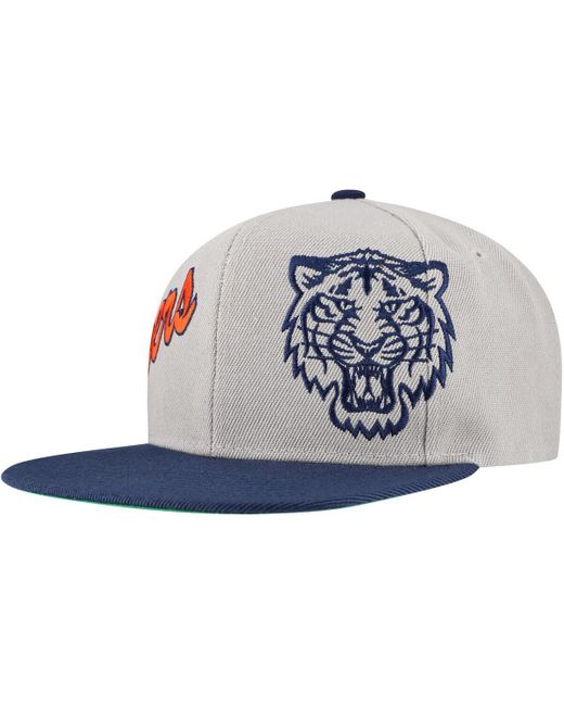 Mitchell & Ness Blue Detroit Tigers Knock Out Panel Snapback Hat for men