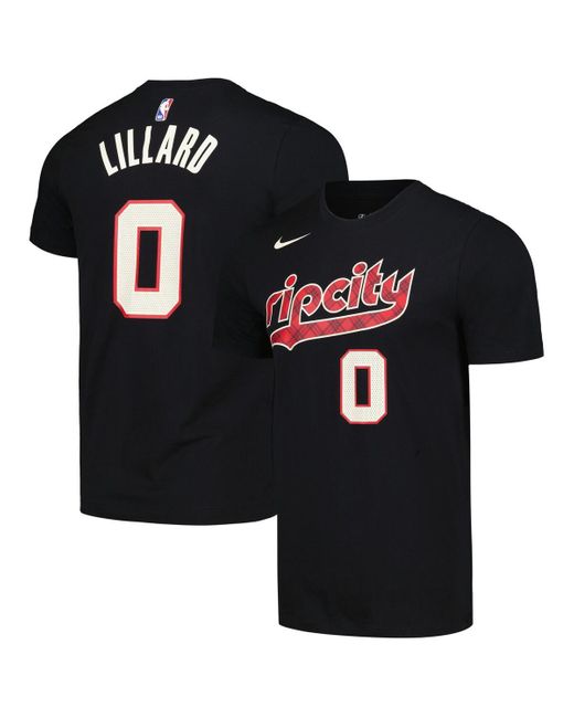 Nike Black Damian Lillard Portland Trail Blazers 2023/24 City Edition Name And Number T-shirt for men
