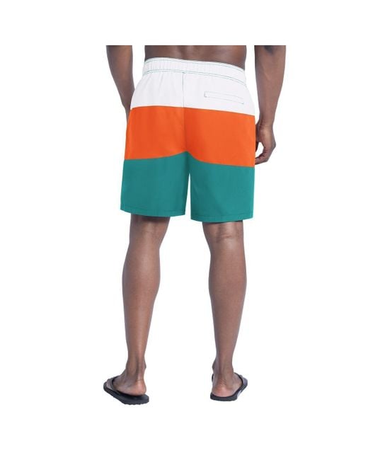 G-III 4Her by Carl Banks Red Aqua/orange Miami Dolphins Sunrise Volley Swim Shorts for men