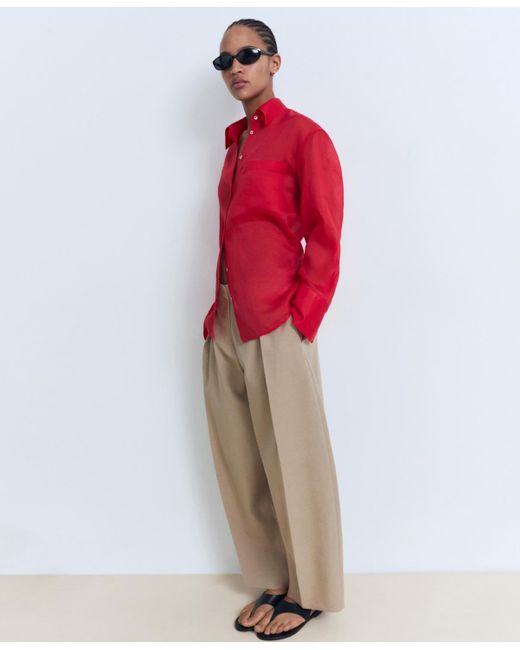 Mango Natural Linen-blend Balloon Pants