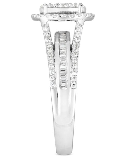 Macy's White Trumiracle Diamond Round Halo Cluster Engagement Ring (1 Ct. T.w.