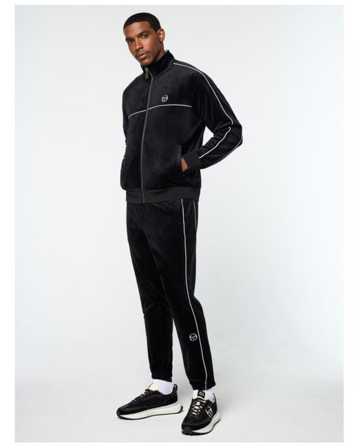 Sergio Tacchini Black Lioni Velour Track Jacket for men