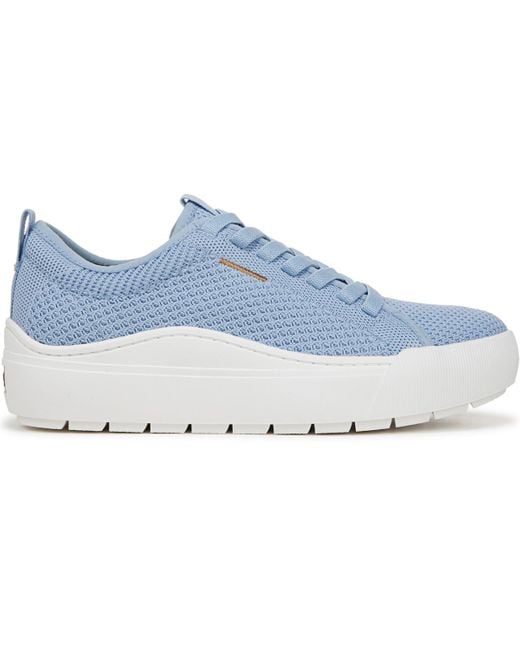 Dr. Scholls Blue Time Off Knit Lace Up Platform Sneakers