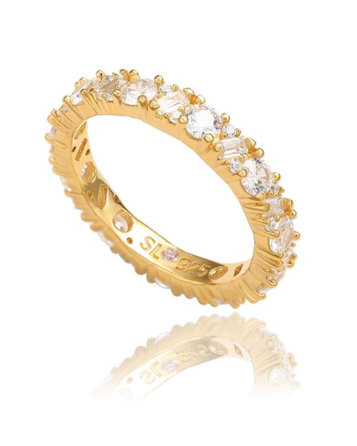 SUZY LEVIAN NEW YORK Metallic Suzy Levian Sterling Silver Cubic Zirconia Round Baguette Cluster Eternity Band