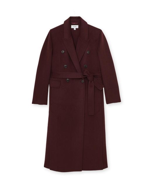Reiss Purple Double-breasted Blindseam Wool-blend Coat