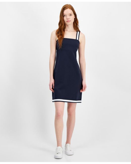 Tommy Hilfiger Blue Striped-strap French Terry Sneaker Dress