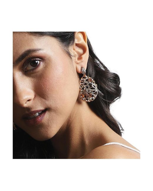 SOH Metallic Abstract Leaf Drop Earrings