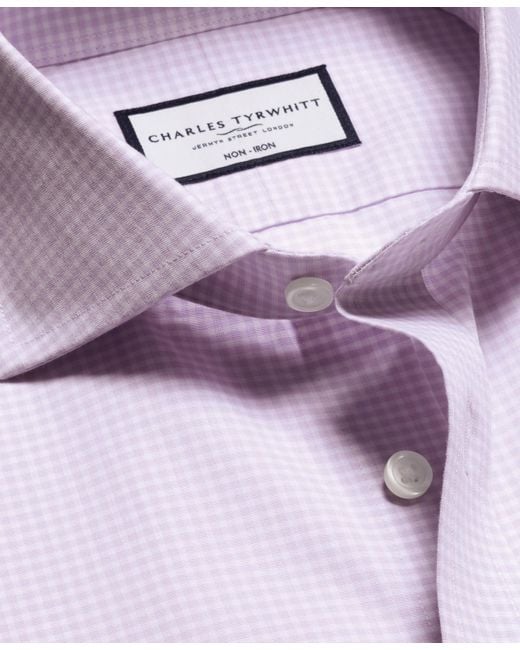 Charles Tyrwhitt White Non-iron Gingham Dress Shirt for men
