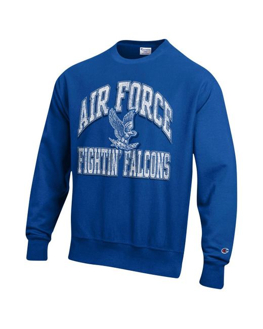 Champion Blue Air Force Falcons Vault Late Night Reverse Weave Pullover Sweatshirt for men