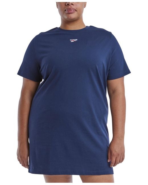 Reebok Blue Plus Size Cotton Short-sleeve T-shirt Dress