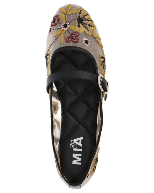 MIA Bluet Embroidered Mesh Mary Jane Ballet Flats in Brown | Lyst
