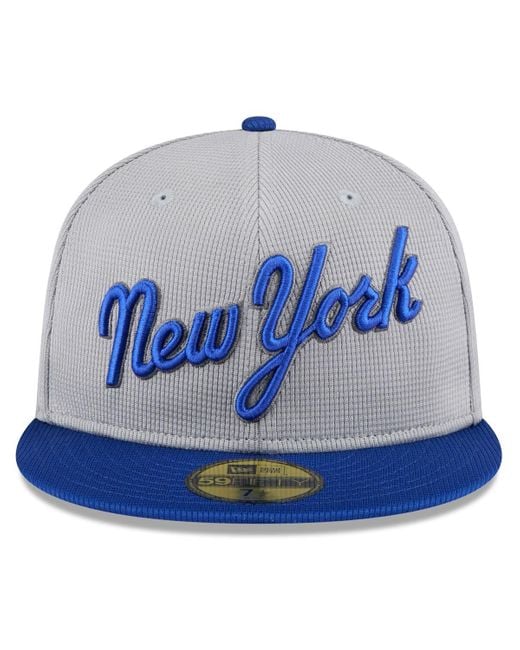 KTZ Blue Gray/royal New York Mets 2025 Batting Practice 59fifty Fitted Hat for men