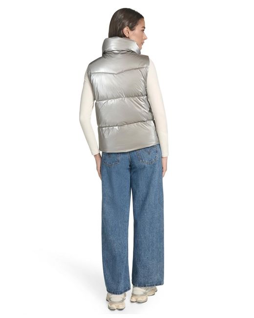 Levi's Gray Regular Stand Collar Puffer Vest Jacket