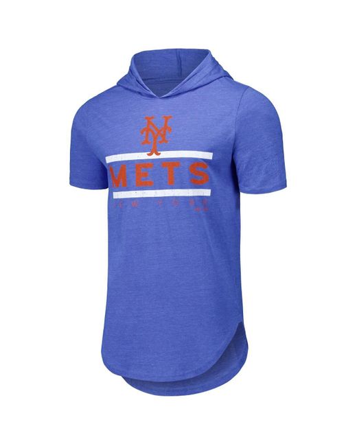 Majestic Blue Threads New York Mets Tri-blend Hoodie T-shirt for men