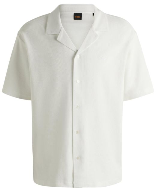 Boss White Boss By Waffle Cotton Relaxed-fit Shirt for men