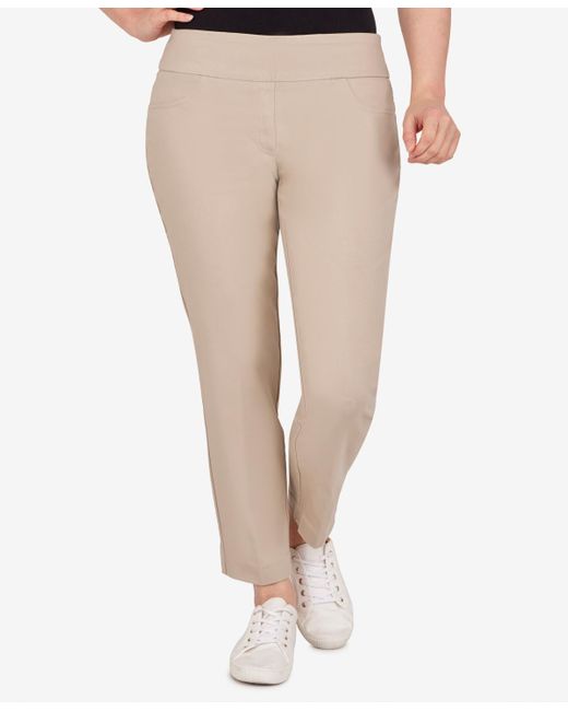 Ruby Rd Natural Petite Mid-rise Pull-on Straight Solar Millennium Tech Ankle Pants