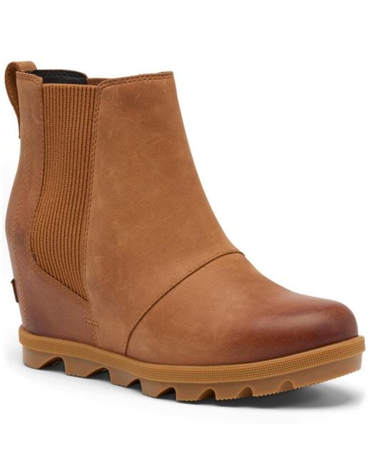 Sorel Women's Brown Joan Rhapsody Chelsea Wedge Boots