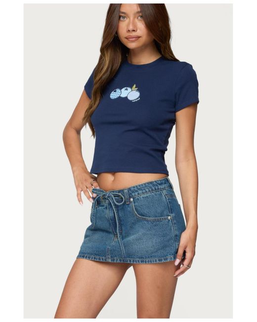 Edikted Blue Bluberry Patch T Shirt