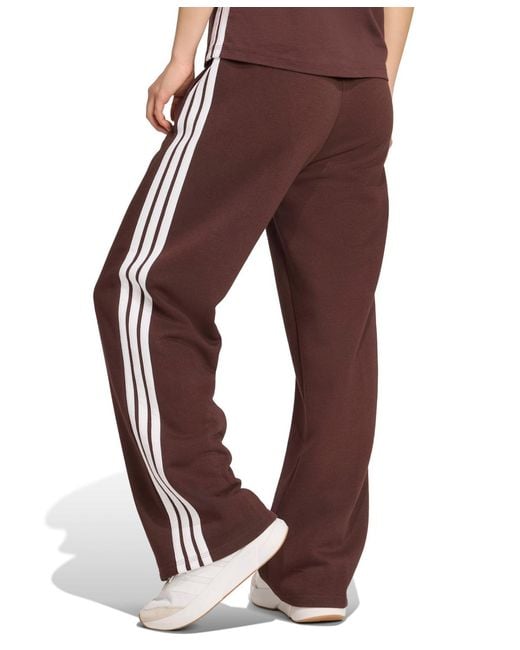 Adidas Brown Essentials 3-stripes Open Hem Pants