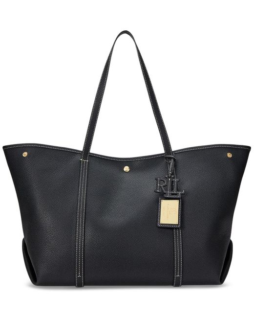 Lauren by Ralph Lauren Black Pebbled Leather Extra-large Emerie Tote Bag