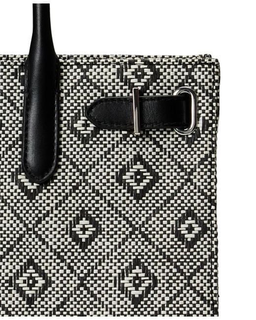 Ralph Lauren Black Woven Straw Medium Devyn Tote Bag