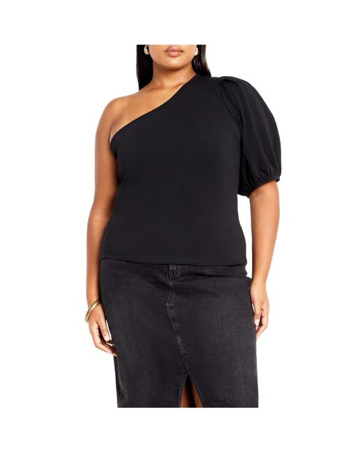 City Chic Black Muse One Shoulder Top