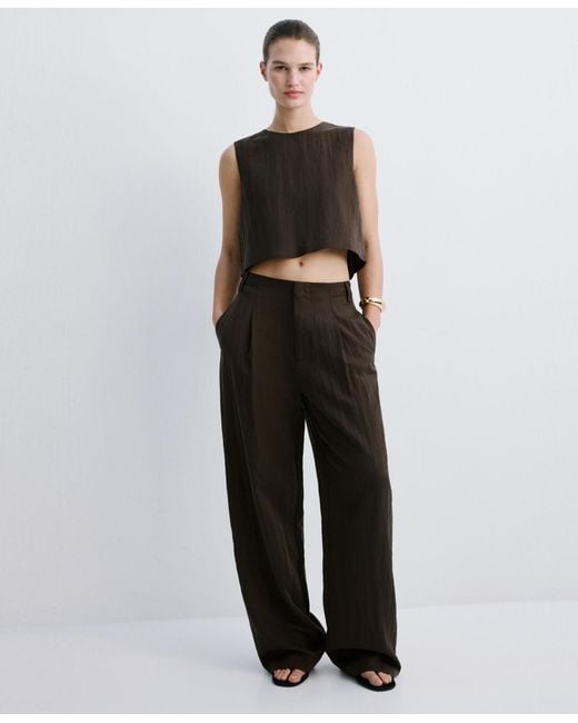Mango Black Back Buttons Lyocell Top