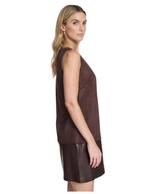 Calvin Klein Brown Crewneck Short Shift Dress