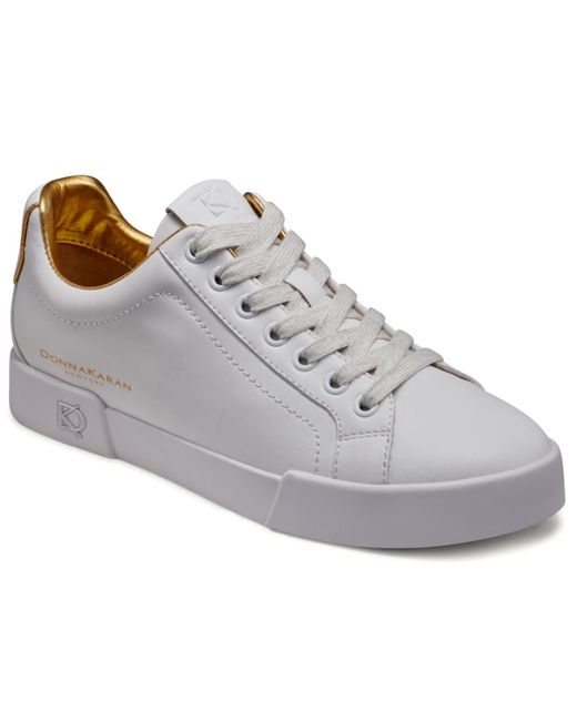 Donna Karan White Donna Lace Up Sneakers