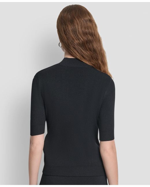 DKNY Black Grommet Mock Neck Sweater