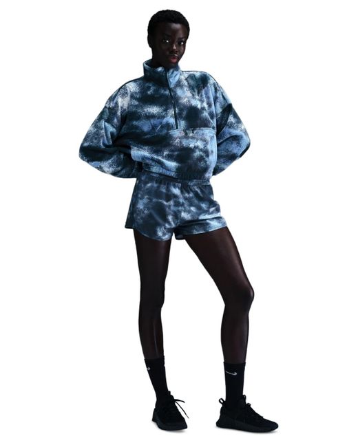Nike Blue Therma-fit Oversized 1/2-zip Fleece Printed Top