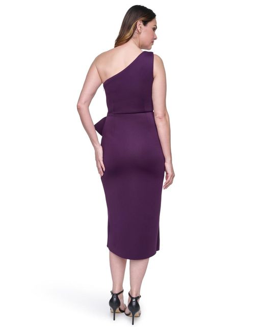 eliza j purple one shoulder dress Eliza J Women's One-Shoulder High-Low Hem Sleeveless Gown - Plum