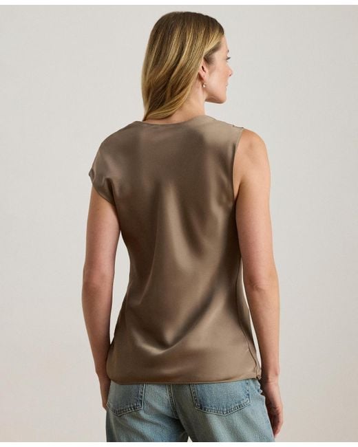 Ralph Lauren Natural Charmeuse Asymmetrical Blouse