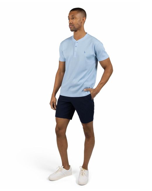 Tailorbyrd Blue Solid Seersucker Short for men