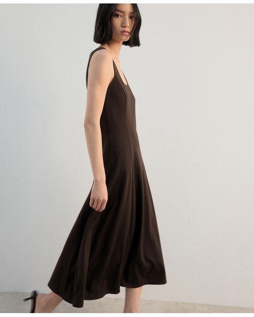 Mango Brown Flared Midi-dress