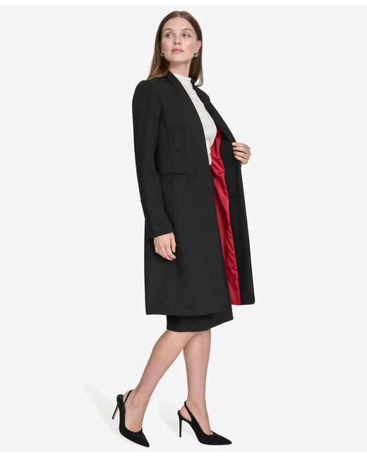 Halston Heritage Black Contrast-lined Duster Blazer