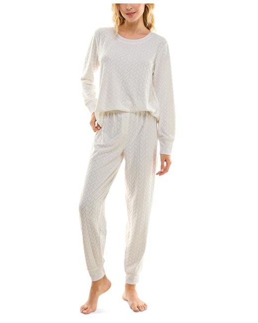 Roudelain White 2-pc. Cable-knit Pajamas Set
