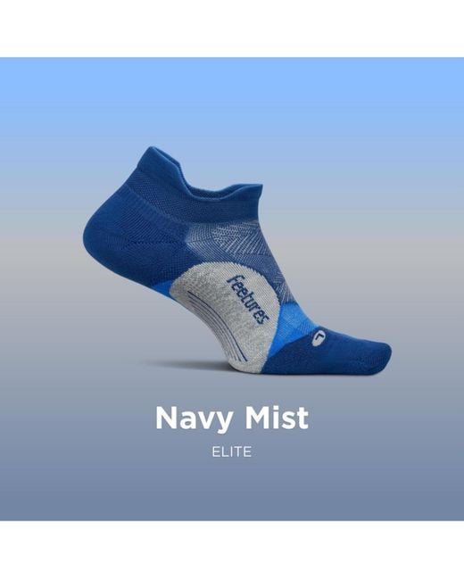FEETURES SOCKS Blue Elite Light Cushion No Show Tab Ankle Socks for men