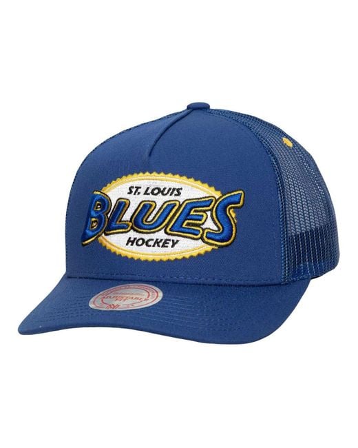 Lids St. Louis Blues Mitchell & Ness Gold Leaf Trucker Snapback Hat - Black