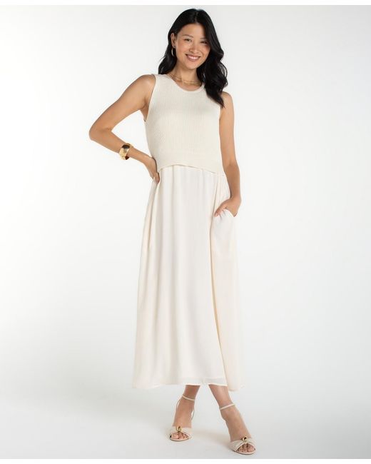 Liverpool Los Angeles Crew Neck Sweater Dress in White | Lyst