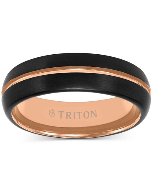Triton Blue Two-tone Brushed Finish Wedding Band for men