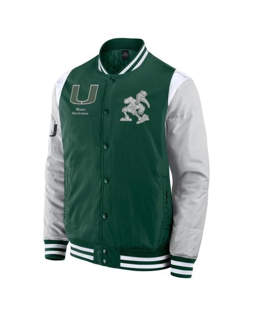 Fanatics Green Miami Hurricanes Elementsâ Elite Full-snap Jacket for men
