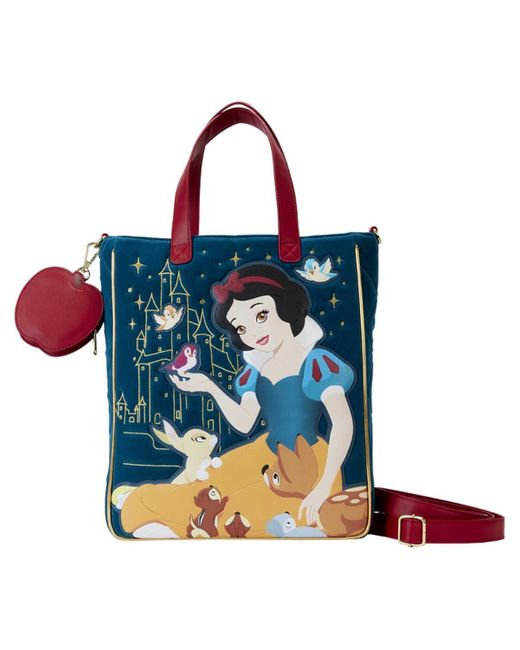Loungefly Blue Snow White And The Seven Dwarfs Heritage Quilted Velvet Quilted Velvet Tote Bag